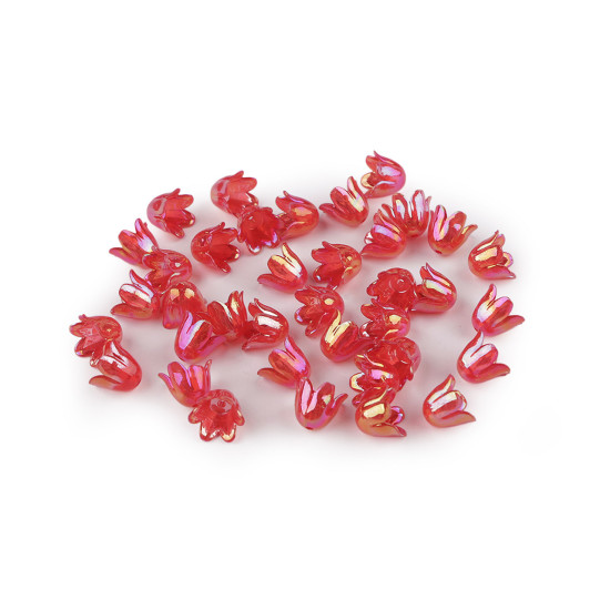 Koraliki plastikowe dzwoneczek efekt ab 9x11 mm - Czerwony (100 Gramy) Koraliki plastikowe dzwoneczek efekt ab 9x11 mm - Czerwony (100 Gramy)