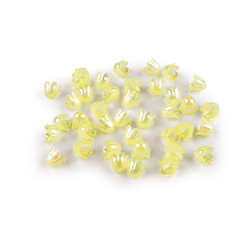 Koraliki plastikowe dzwoneczek efekt ab 9x11 mm - Biało-żółty (10 Gramy)