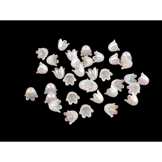 Koraliki plastikowe dzwoneczek efekt ab 9x11 mm - Czerwony (100 Gramy) Koraliki plastikowe dzwoneczek efekt ab 9x11 mm - Czerwony (100 Gramy)