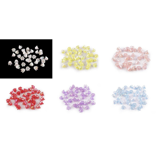 Koraliki plastikowe dzwoneczek efekt ab 9x11 mm - Czerwony (100 Gramy) Koraliki plastikowe dzwoneczek efekt ab 9x11 mm - Czerwony (100 Gramy)