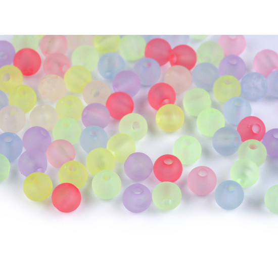 Plastic beads transparent matte ø6 mm - Mix (100 Grams) Plastic beads transparent matte ø6 mm - Mix (100 Grams)