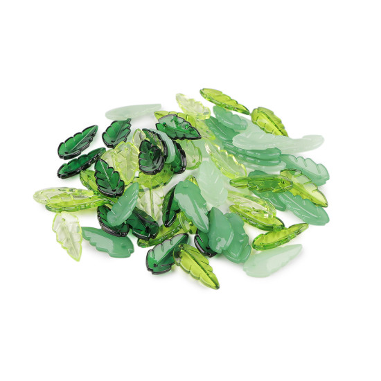 Plastic beads, leaves - Mix (20 Grams) Plastic beads, leaves - Mix (20 Grams)