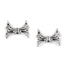 Łącznik do biżuterii skrzydła / kokardka / motyl 17x20 mm - Platyna (4 Sztuki)