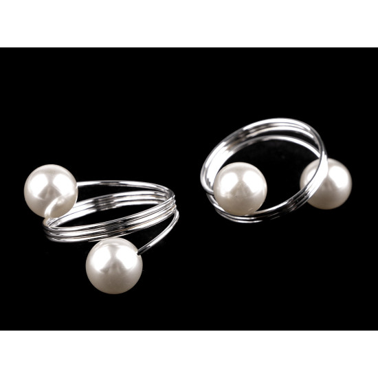 Serviettenring mit perle - Silber (6 Stücke) Serviettenring mit perle - Silber (6 Stücke)