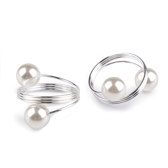 Serviettenring mit perle - Silber (6 Stücke) Serviettenring mit perle - Silber (6 Stücke)