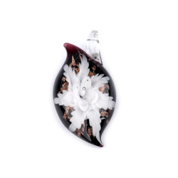 Zawieszka szklana kwiatek 27x51 mm - White (1 Sztuka)