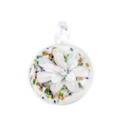 Zawieszka szklana kwiatek ø31 mm - White (1 Sztuka)