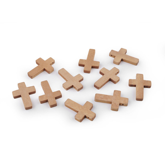 Colgante cruz de madera, 23 x 33 mm - Marrón (100 Piezas) Colgante cruz de madera, 23 x 33 mm - Marrón (100 Piezas)