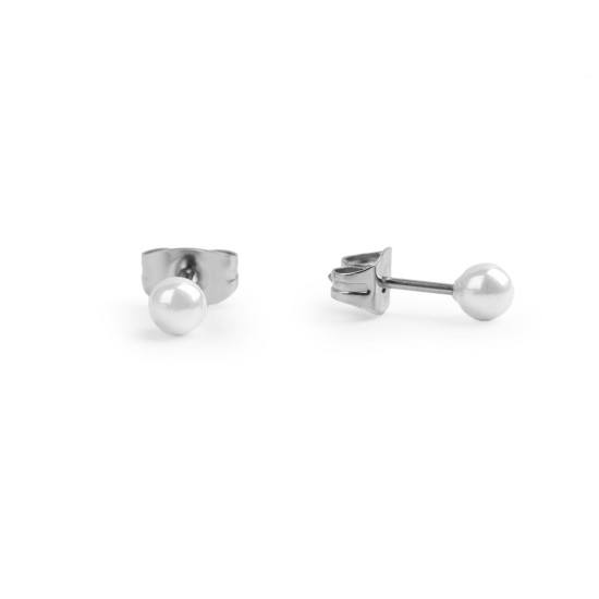 Orecchini a bottone, con perle finte, in acciaio inossidabile - Perla (1 Paio) Orecchini a bottone, con perle finte, in acciaio inossidabile - Perla (1 Paio)