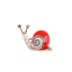 Brooch - snail, hedgehog - Red coral (1 Piece)
