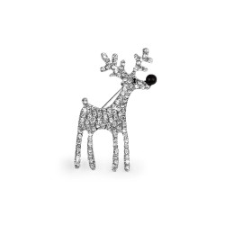 Brosche mit geschliffenen steinchen rentier - Silber (1 Stück)