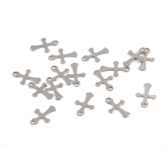 Pendant / charm - cross 9x13 mm - Platinum (15 Pieces)