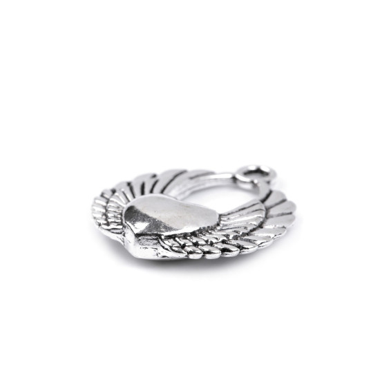 Angyalszárny medál / szív 22x25 mm - Platina (2 Darabok)
