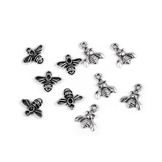 Mini bee pendant/zipper puller - Platinum (10 Pieces)