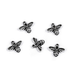 Mini bee pendant/zipper puller - Platinum (10 Pieces)