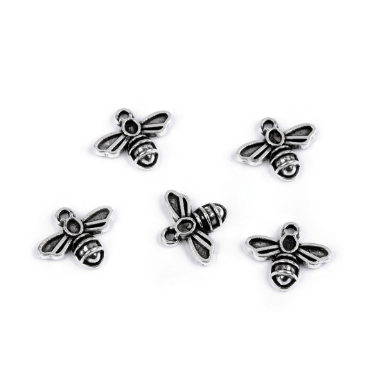 Mini bee pendant/zipper puller - Platinum (10 Pieces)