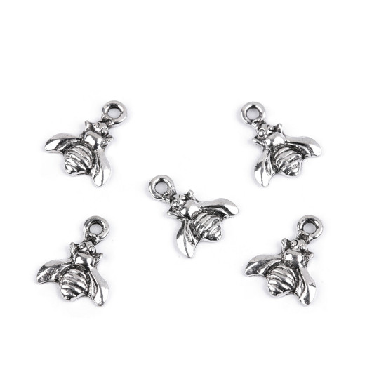 Mini bee pendant/zipper puller - Platinum (10 Pieces)