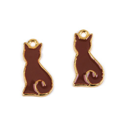 Pendant charm/zipper puller - cat - Darkbeige (2 Pieces)