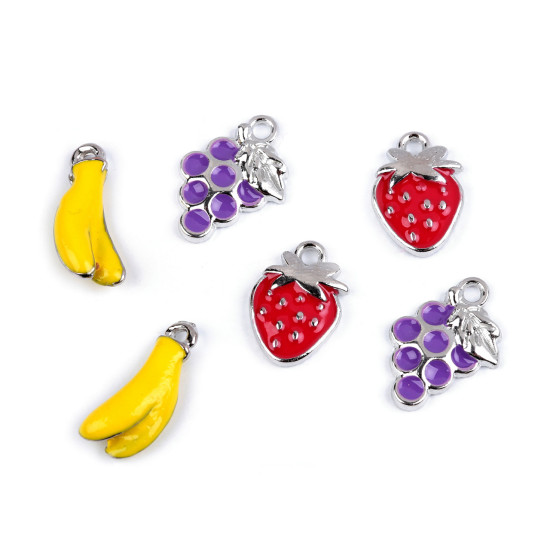 Pendant charm/zipper puller - bananas, grapes, strawberry - Violet (2 Pieces) Pendant charm/zipper puller - bananas, grapes, strawberry - Violet (2 Pieces)