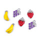 Pendant charm/zipper puller - bananas, grapes, strawberry - Violet (2 Pieces) Pendant charm/zipper puller - bananas, grapes, strawberry - Violet (2 Pieces)
