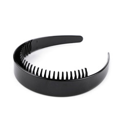 Cerchietto ampio in plastica / fascia per capelli con denti - Nero (1 Pezzo)