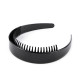 Cerchietto ampio in plastica / fascia per capelli con denti - Nero (12 Pezzi)