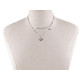 Collier double en acier inoxydable avec papillon en nacre - Argent (1 Pièce) Collier double en acier inoxydable avec papillon en nacre - Argent (1 Pièce)