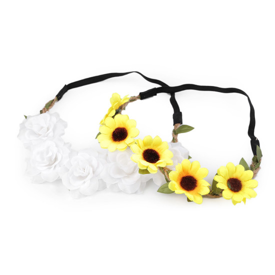 Bandeau élastique avec fleurs pour coiffure - Jaune (1 Pièce) Bandeau élastique avec fleurs pour coiffure - Jaune (1 Pièce)