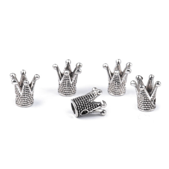 Korona metalowa do przyszycia 10x10 mm - Platyna (5 Sztuki) Korona metalowa do przyszycia 10x10 mm - Platyna (5 Sztuki)