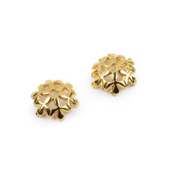 Metal bead cap ø8 mm snowflake - Gold (10 Pieces)