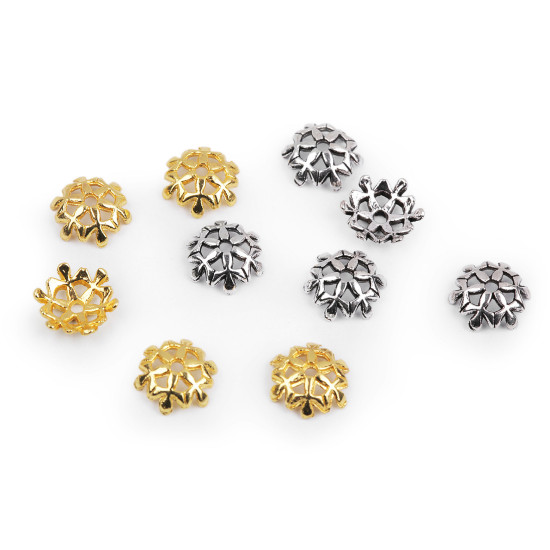 Kappe, ø 8 mm, schneeflocke - Gold (10 Stücke) Kappe, ø 8 mm, schneeflocke - Gold (10 Stücke)