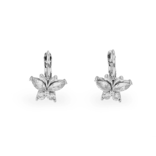 Cercei cercuri din otel inoxidabil cu strasuri fluture, flori - Cristal (1 Pereche) Cercei cercuri din otel inoxidabil cu strasuri fluture, flori - Cristal (1 Pereche)