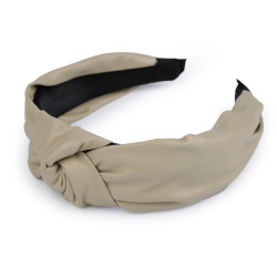 Cerchietto con nodo, finta pelle - Beige chiaro (1 Pezzo)