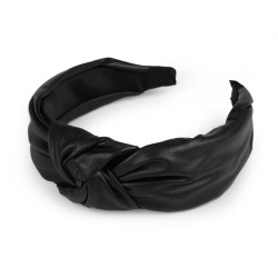 Cerchietto con nodo, finta pelle - Nero (1 Pezzo)