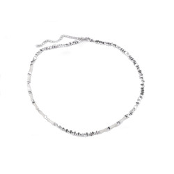 Collar de acero inoxidable con cuentas - Plata (1 Pieza)