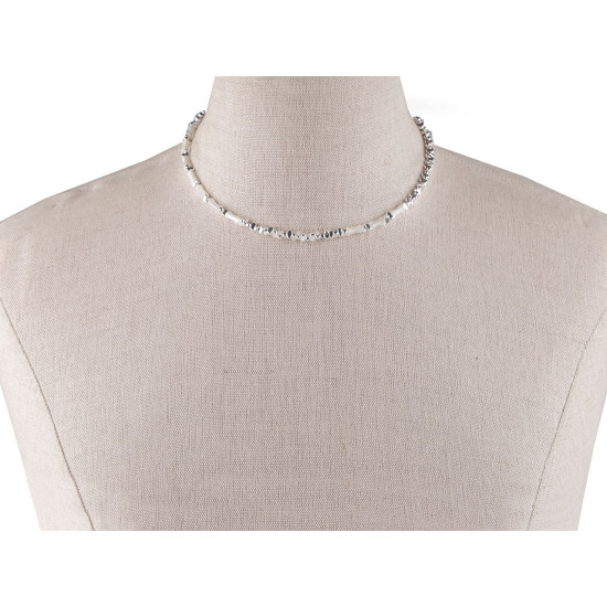 Collar de acero inoxidable con cuentas - Plata (1 Pieza) Collar de acero inoxidable con cuentas - Plata (1 Pieza)
