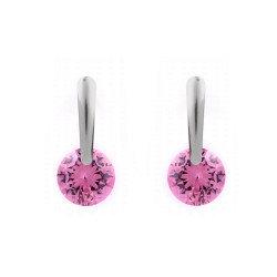 Stainless steel earrings with a rhinestone - Rose (1 Pair)