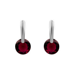 Stainless steel earrings with a rhinestone - Siam (1 Pair)
