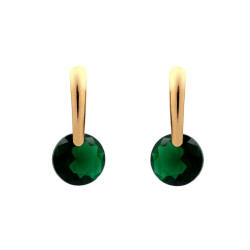 Stainless steel earrings with a rhinestone - Emerald (1 Pair)