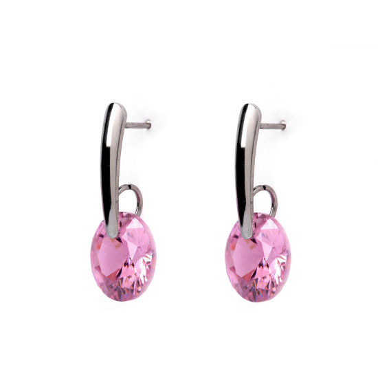 Stainless steel earrings with a rhinestone - Emerald (3 Pairs)