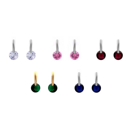 Stainless steel earrings with a rhinestone - Emerald (3 Pairs)