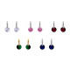 Stainless steel earrings with a rhinestone - Emerald (3 Pairs)