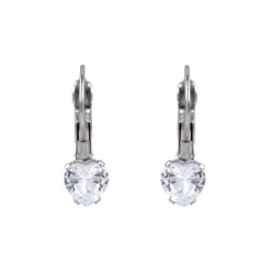 Stainless steel earrings with a rhinestone - Crystal (1 Pair)