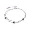 Bracelet double en acier inoxydable avec strass et fleurs - Argent (1 Pièce)
