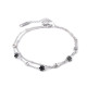 Armband aus edelstahl zweireihig, blumen und geschliffene steinchen - Silber (1 Stück) Armband aus edelstahl zweireihig, blumen und geschliffene steinchen - Silber (1 Stück)