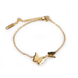 Stainless steel bracelet, butterfly - Gold (1 Piece)