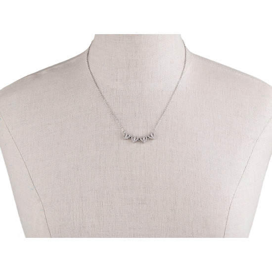 Collier 2 en 1 en acier inoxydable avec strass - cœurs, trèfle à quatre feuilles - Argent (1 Pièce) Collier 2 en 1 en acier inoxydable avec strass - cœurs, trèfle à quatre feuilles - Argent (1 Pièce)