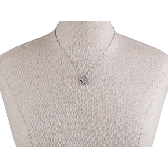 Collier 2 en 1 en acier inoxydable avec strass - cœurs, trèfle à quatre feuilles - Argent (1 Pièce) Collier 2 en 1 en acier inoxydable avec strass - cœurs, trèfle à quatre feuilles - Argent (1 Pièce)
