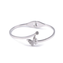 Stainless steel bracelet with rhinestones - Silver (1 Piece)