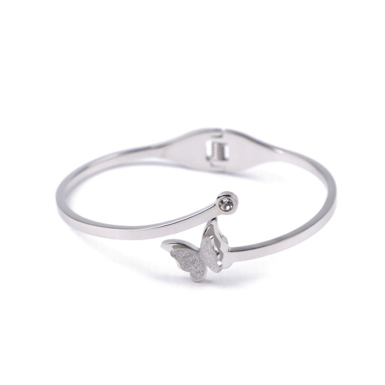 Armband aus edelstahl mit geschliffenen steinchen - Silber (1 Stück) Armband aus edelstahl mit geschliffenen steinchen - Silber (1 Stück)